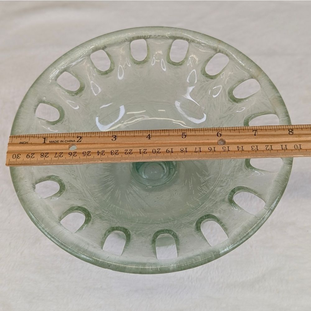 Vintage Frosted Eco Glass Pedestal Bowl Compote Dish - Picture 11 of 12